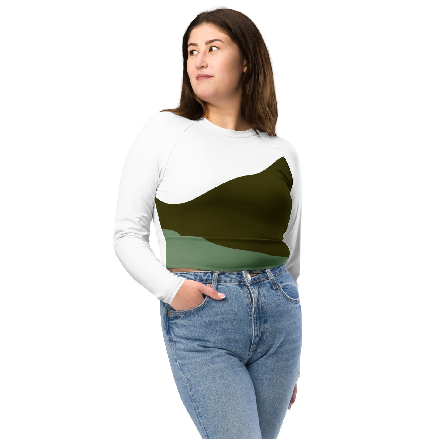 Recycled long-sleeve crop top